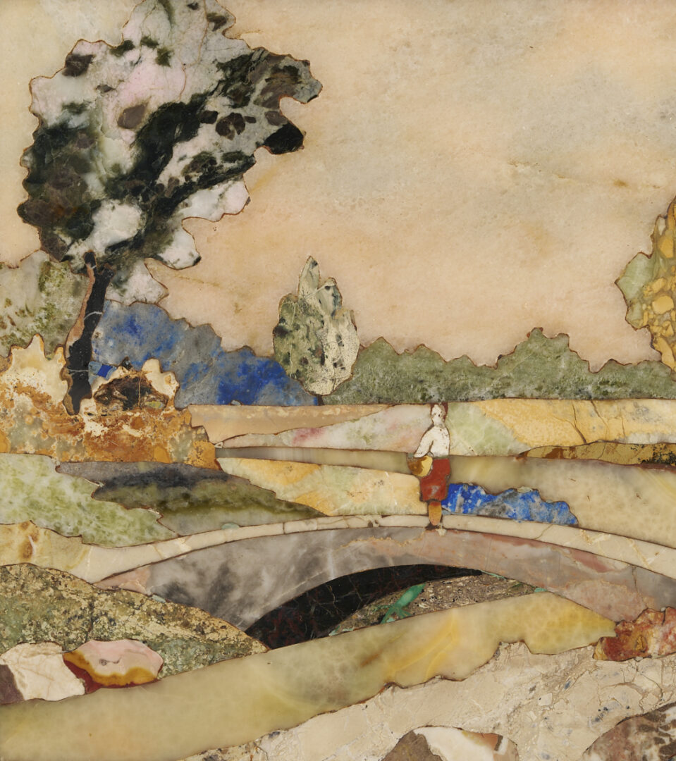 Lot 149: 4 Ugolini Pietra Dura Plaques, Dancers & Landscapes