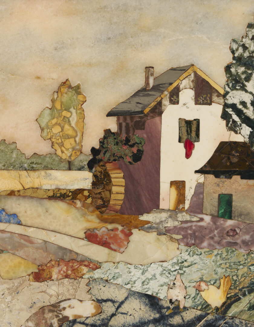 Lot 149: 4 Ugolini Pietra Dura Plaques, Dancers & Landscapes