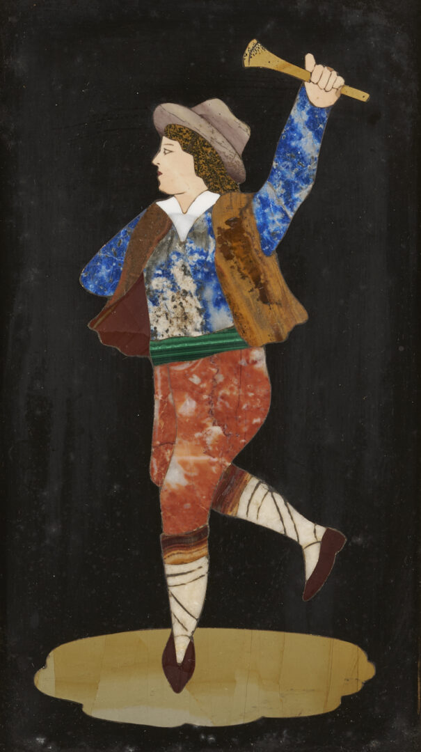 Lot 149: 4 Ugolini Pietra Dura Plaques, Dancers & Landscapes