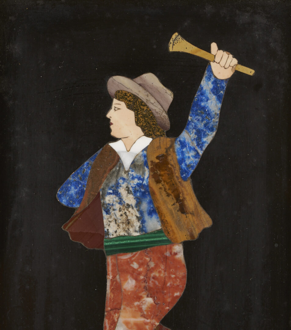 Lot 149: 4 Ugolini Pietra Dura Plaques, Dancers & Landscapes