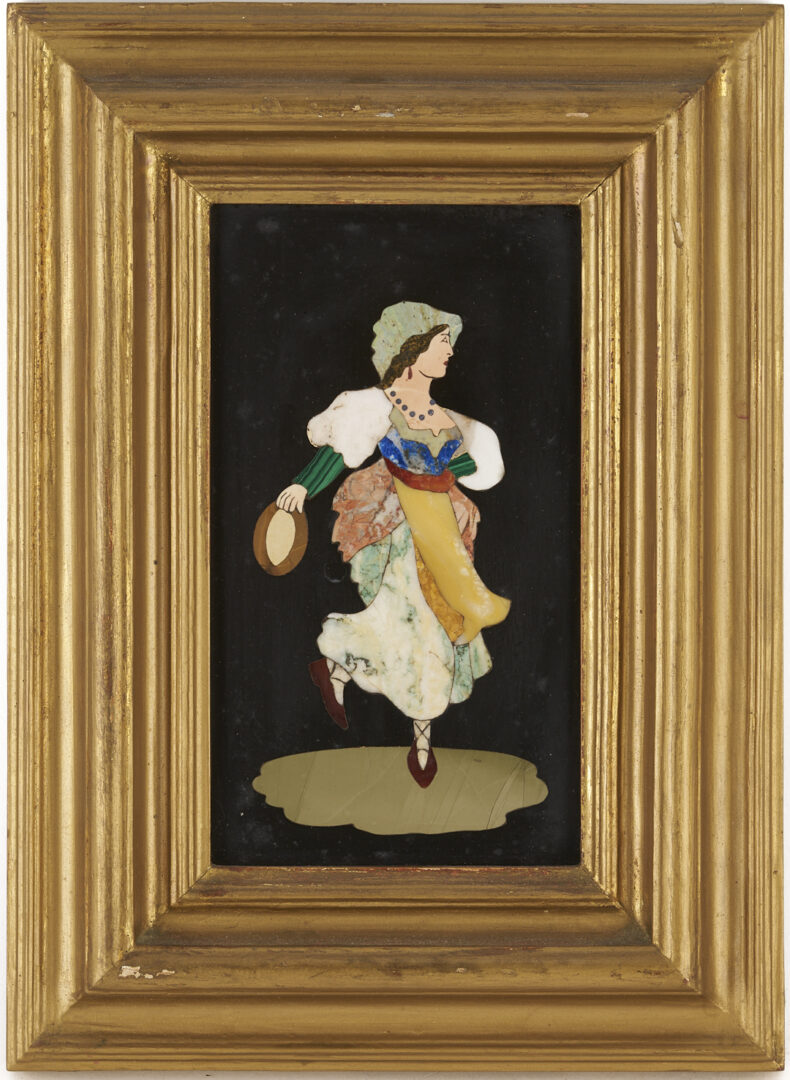 Lot 149: 4 Ugolini Pietra Dura Plaques, Dancers & Landscapes