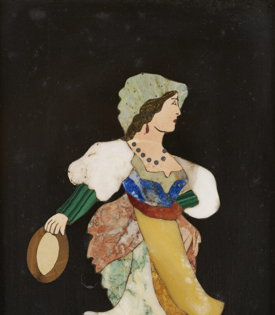 Lot 149: 4 Ugolini Pietra Dura Plaques, Dancers & Landscapes