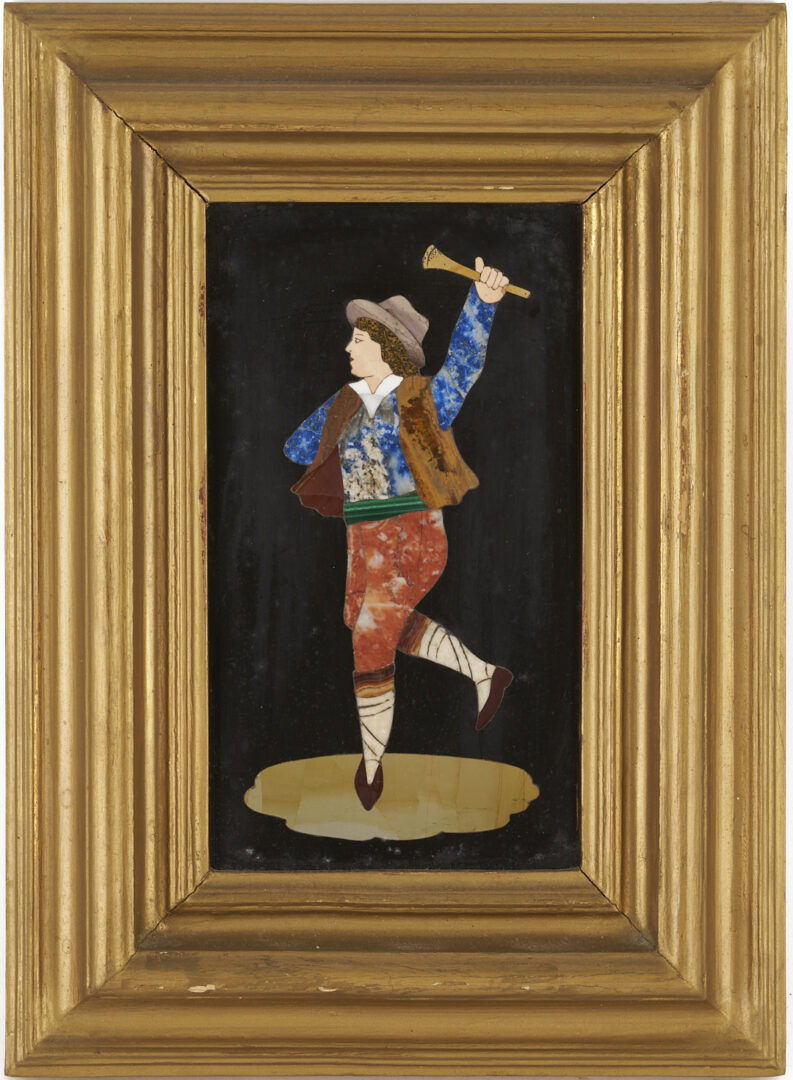 Lot 149: 4 Ugolini Pietra Dura Plaques, Dancers & Landscapes