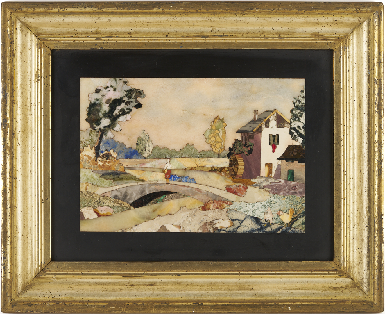 Lot 149: 4 Ugolini Pietra Dura Plaques, Dancers & Landscapes