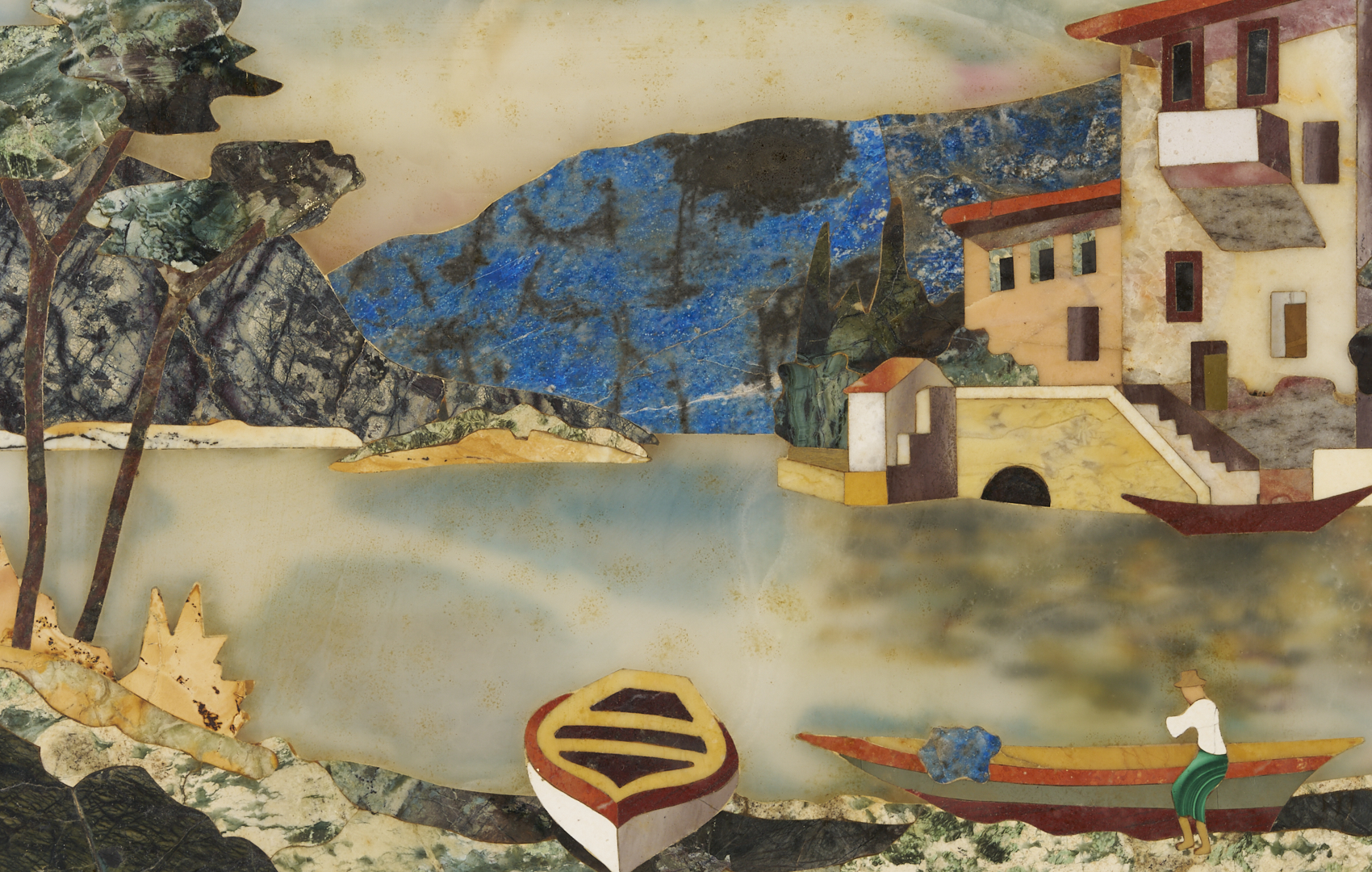 Lot 149: 4 Ugolini Pietra Dura Plaques, Dancers & Landscapes