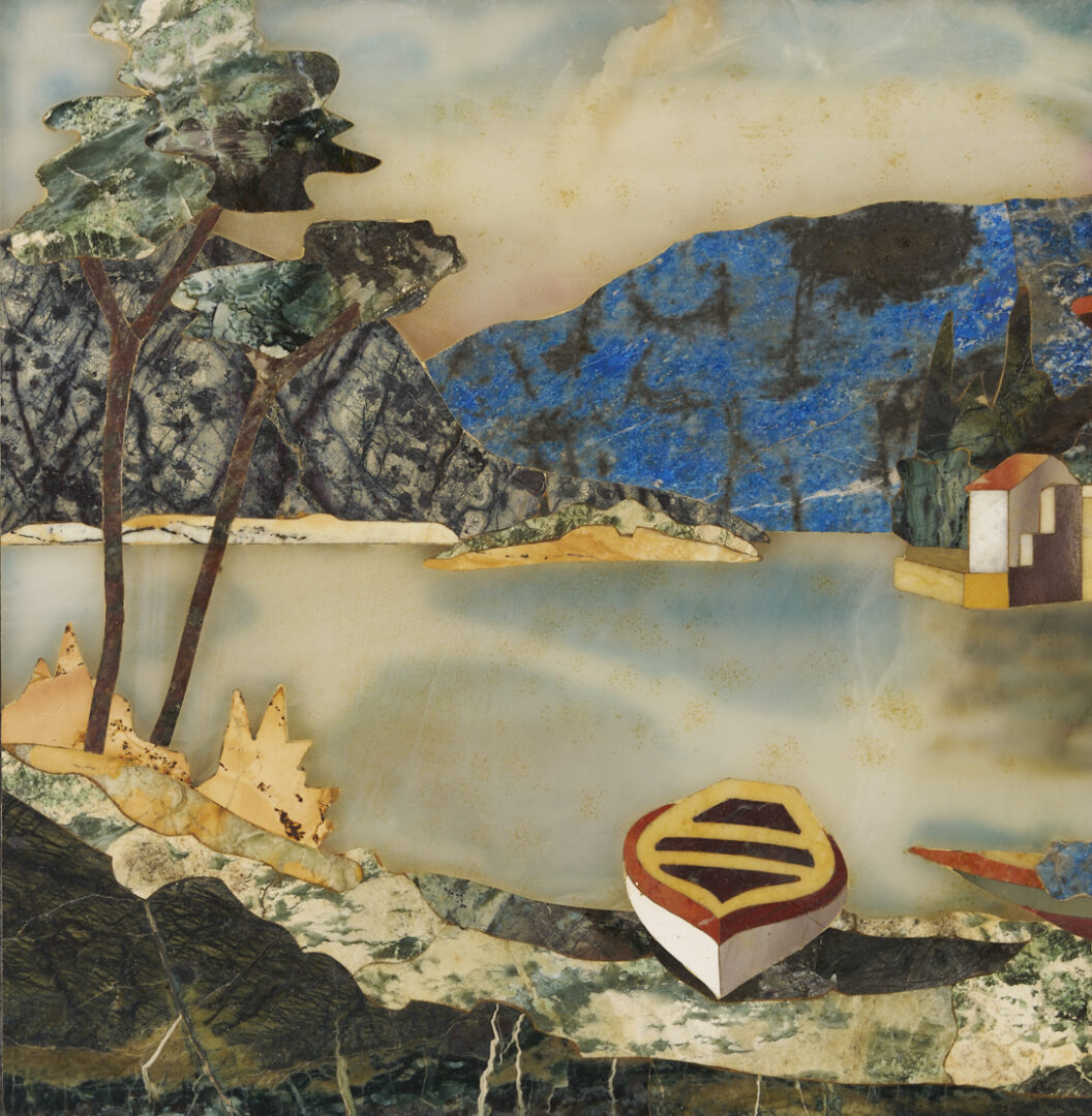 Lot 149: 4 Ugolini Pietra Dura Plaques, Dancers & Landscapes