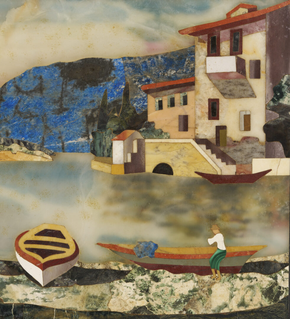 Lot 149: 4 Ugolini Pietra Dura Plaques, Dancers & Landscapes