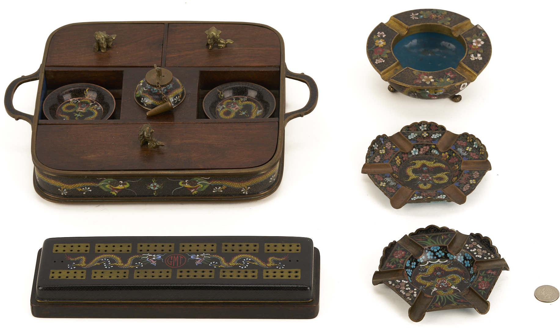 Lot 14: Chinese Smoking and Gaming Items plus 3 Card Cases