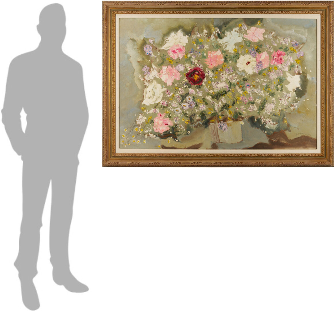 Lot 150: Large Sterling Strauser O/B Still Life Painting, Flower Bouquet