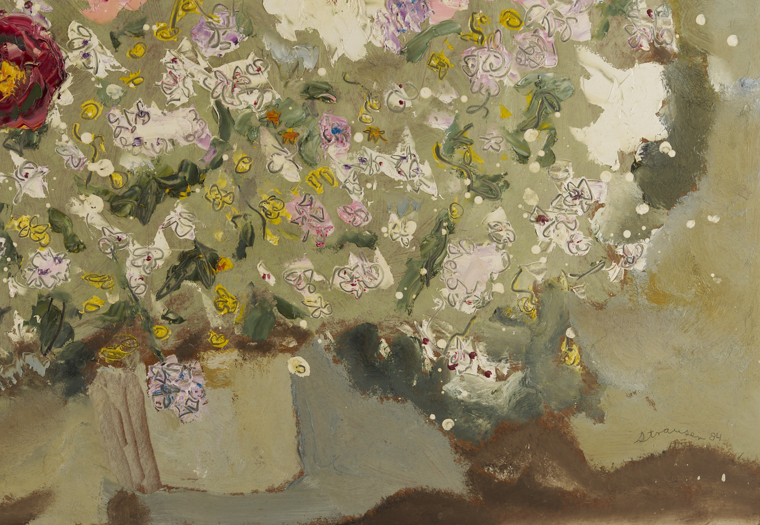 Lot 150: Large Sterling Strauser O/B Still Life Painting, Flower Bouquet