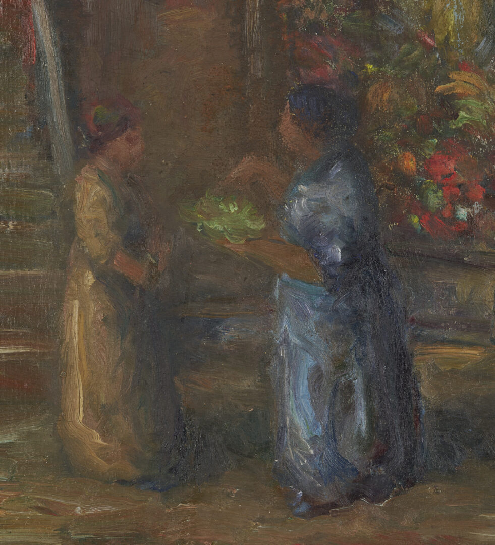 Lot 152: 2 Johann Berthelsen O/C Paintings, Snowy New York City Street & Flower Seller