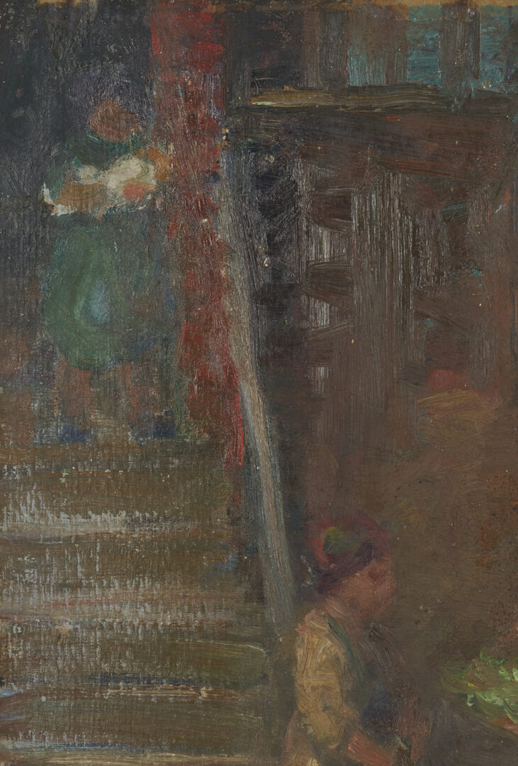 Lot 152: 2 Johann Berthelsen O/C Paintings, Snowy New York City Street & Flower Seller