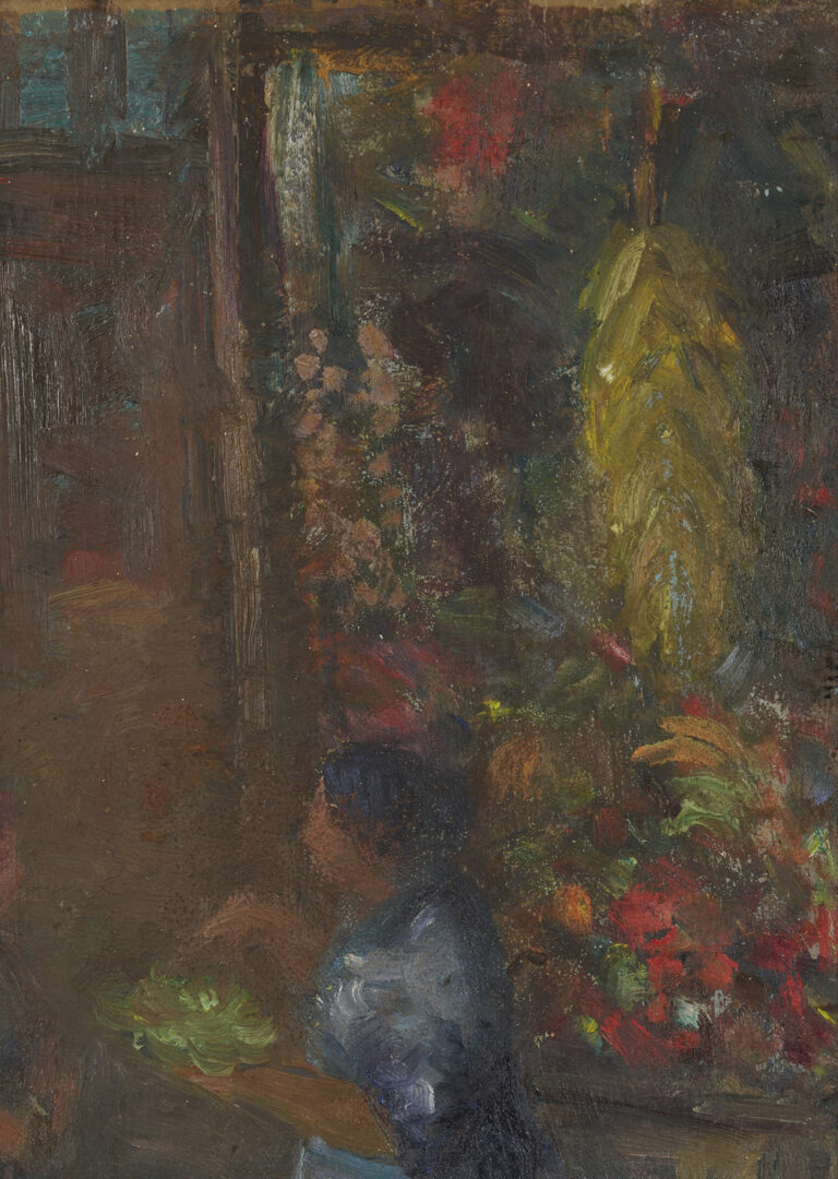 Lot 152: 2 Johann Berthelsen O/C Paintings, Snowy New York City Street & Flower Seller