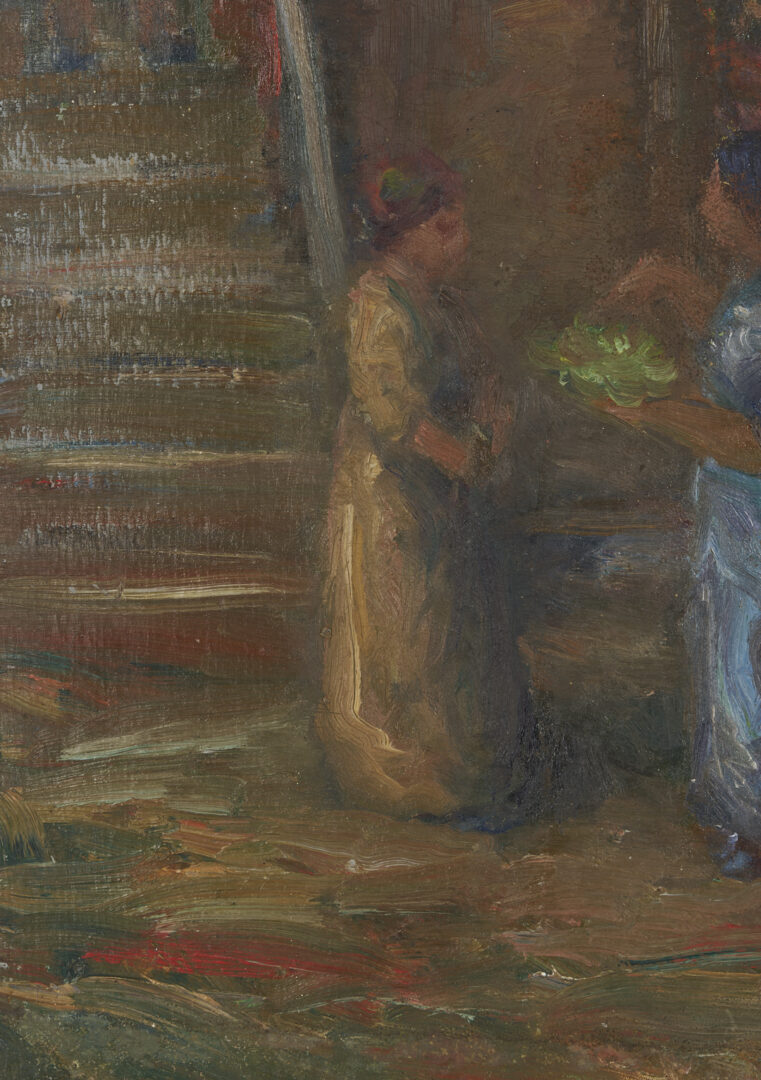 Lot 152: 2 Johann Berthelsen O/C Paintings, Snowy New York City Street & Flower Seller