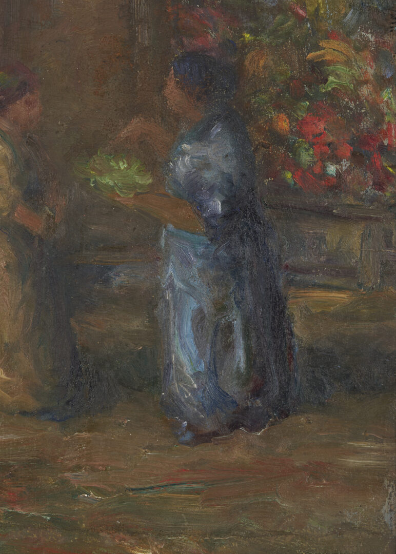 Lot 152: 2 Johann Berthelsen O/C Paintings, Snowy New York City Street & Flower Seller