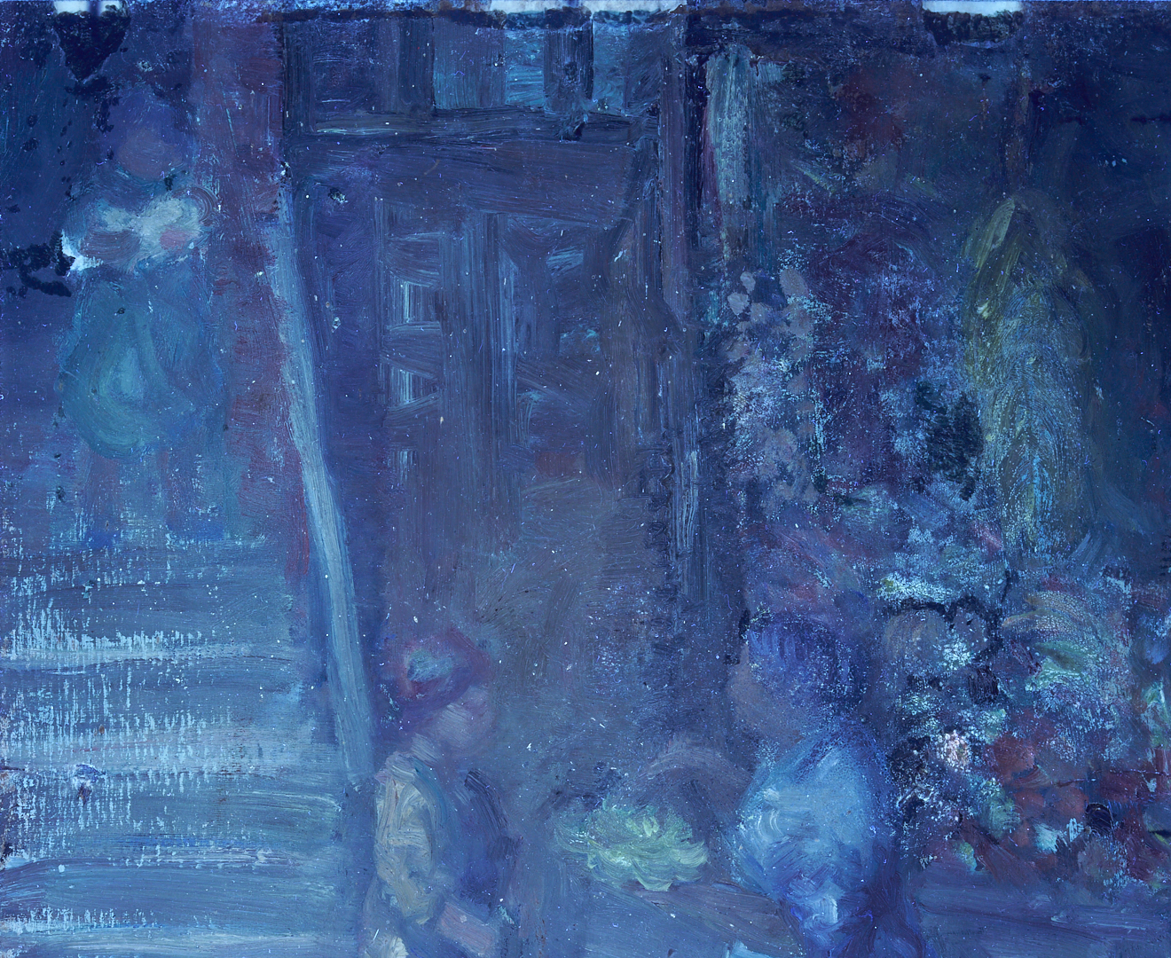 Lot 152: 2 Johann Berthelsen O/C Paintings, Snowy New York City Street & Flower Seller