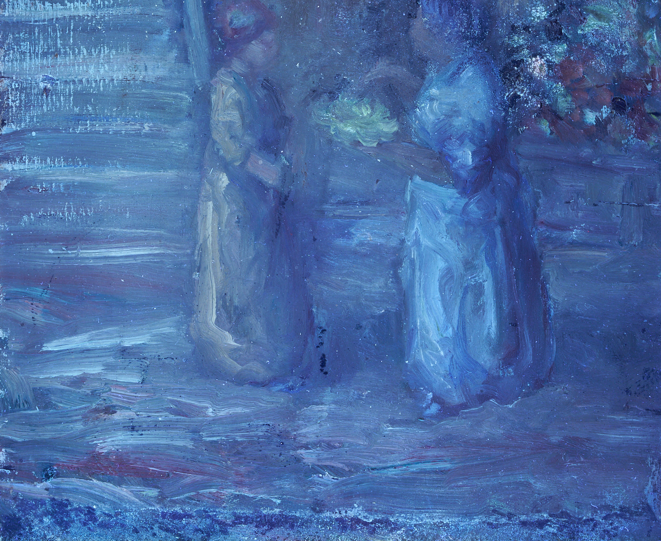 Lot 152: 2 Johann Berthelsen O/C Paintings, Snowy New York City Street & Flower Seller