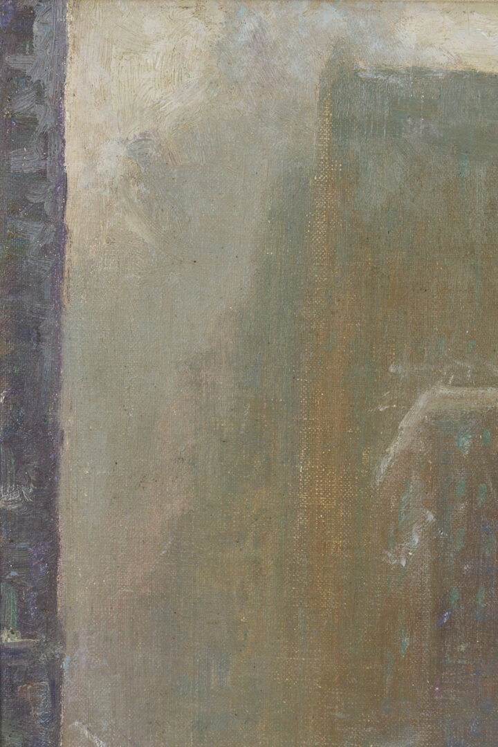 Lot 152: 2 Johann Berthelsen O/C Paintings, Snowy New York City Street & Flower Seller