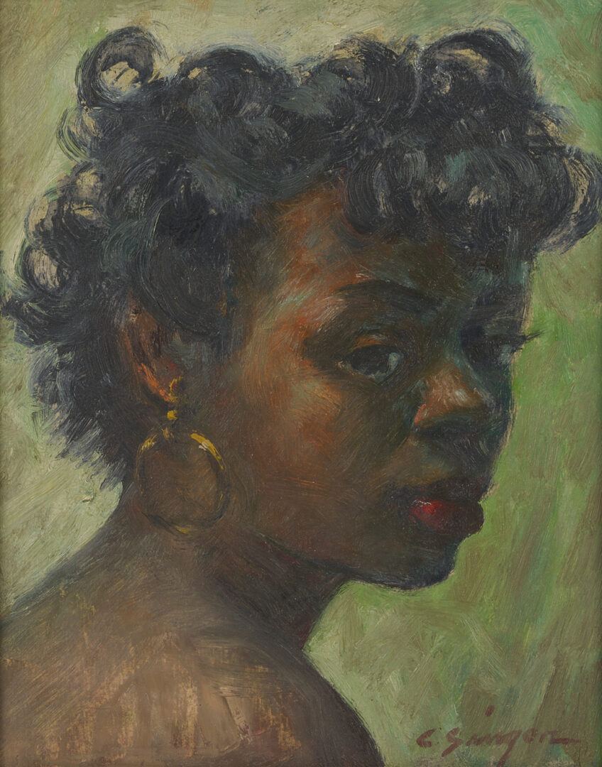 Lot 155: Clyde Singer O/C Portrait of an African American Woman