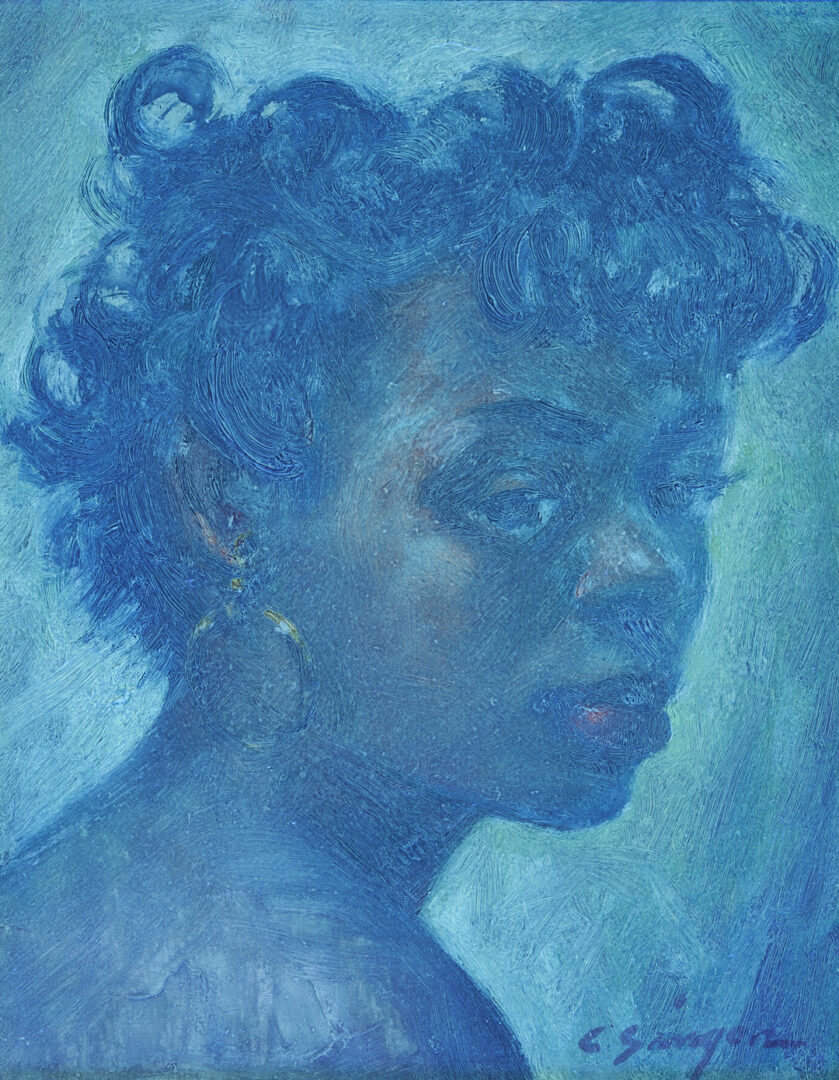 Lot 155: Clyde Singer O/C Portrait of an African American Woman
