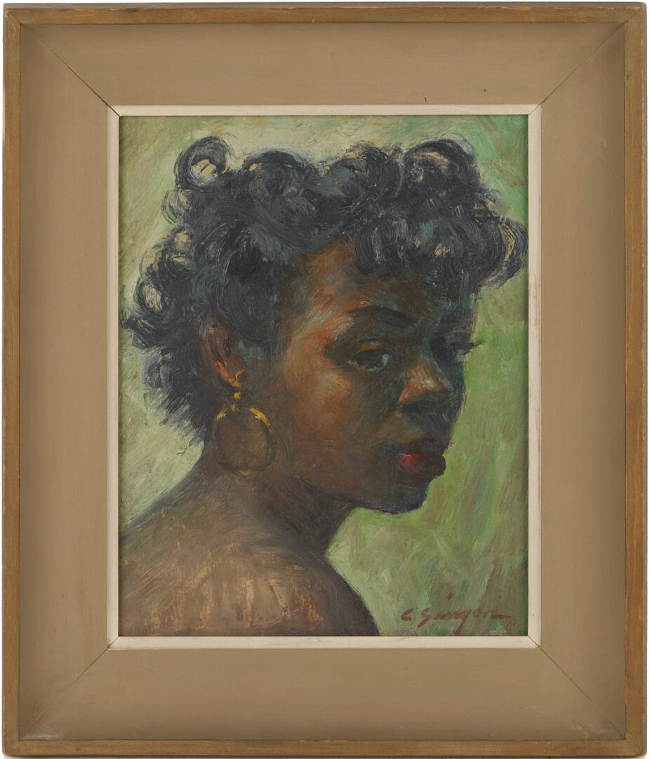 Lot 155: Clyde Singer O/C Portrait of an African American Woman