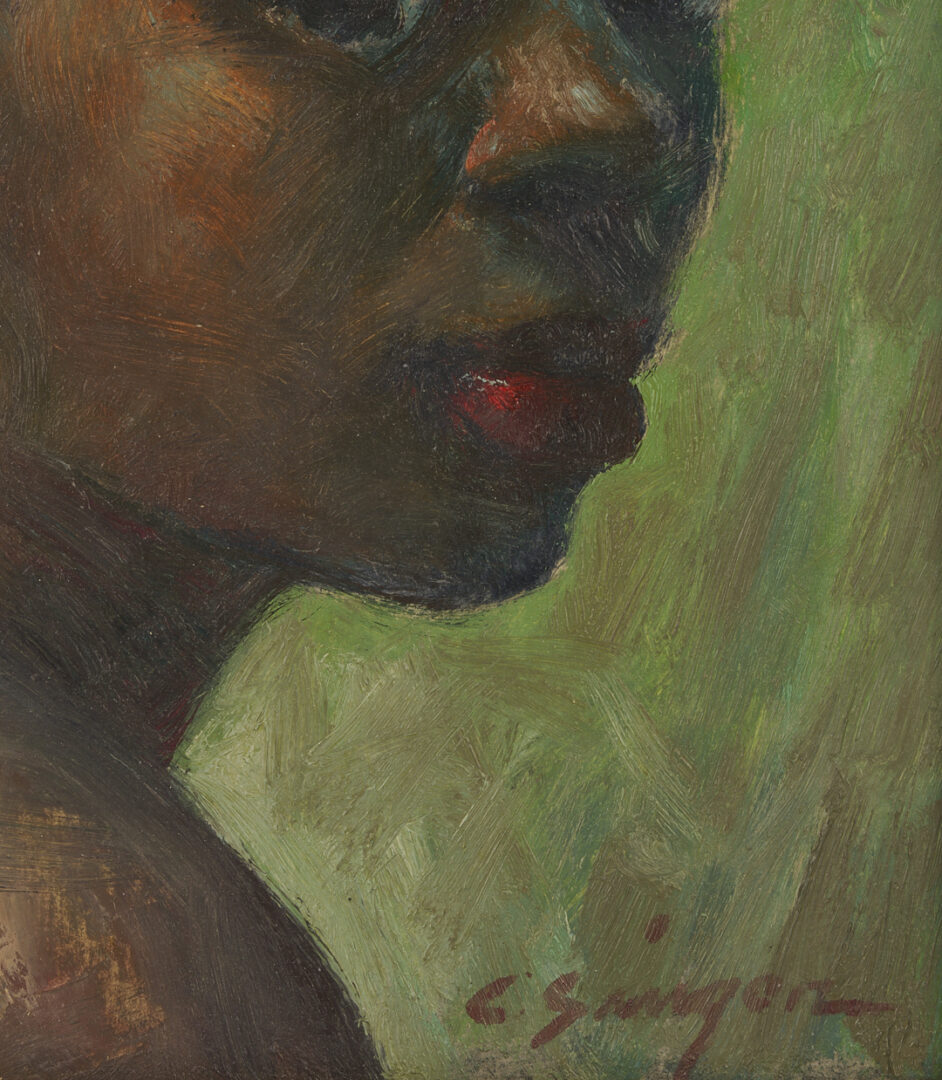 Lot 155: Clyde Singer O/C Portrait of an African American Woman
