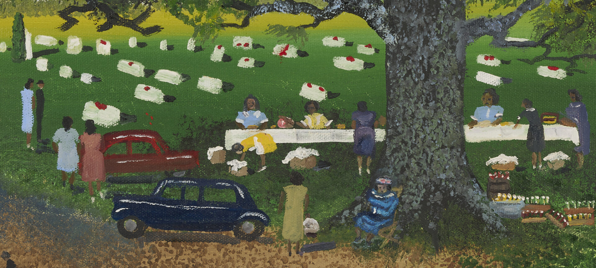 Lot 156: Helen LaFrance, Large Church Picnic Scene Plus 4 Books