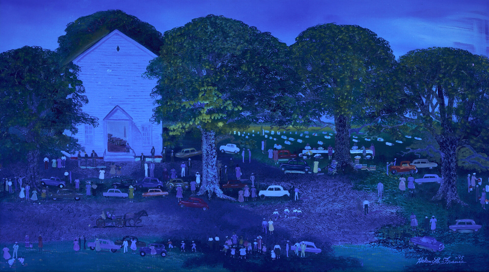 Lot 156: Helen LaFrance, Large Church Picnic Scene Plus 4 Books