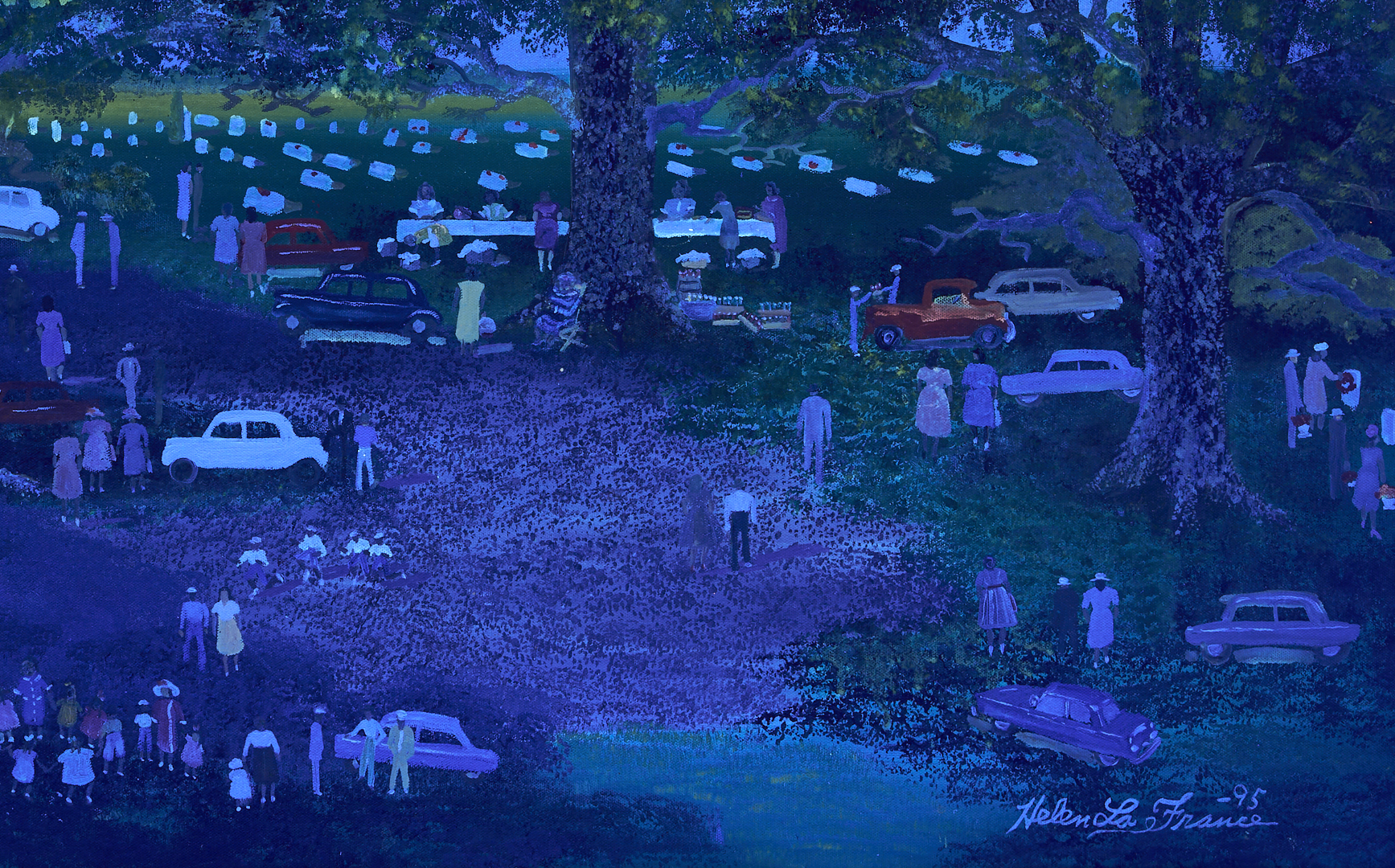 Lot 156: Helen LaFrance, Large Church Picnic Scene Plus 4 Books