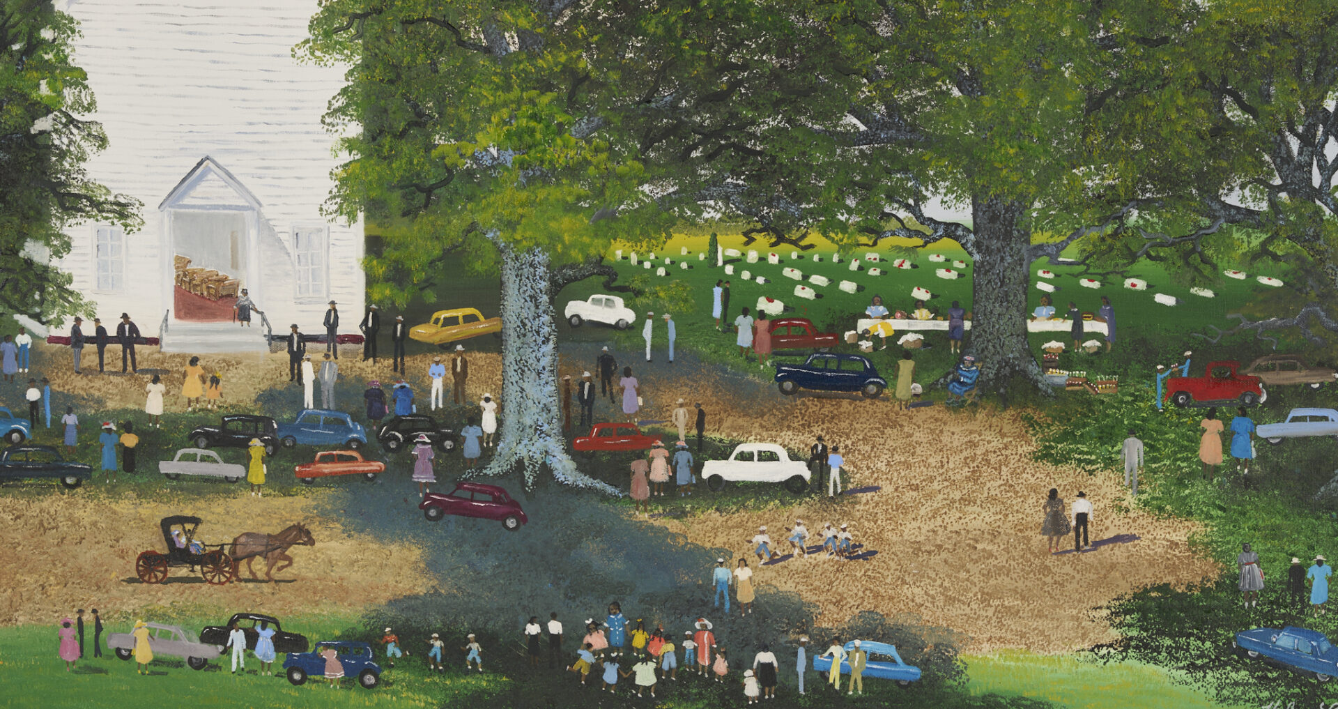 Lot 156: Helen LaFrance, Large Church Picnic Scene Plus 4 Books