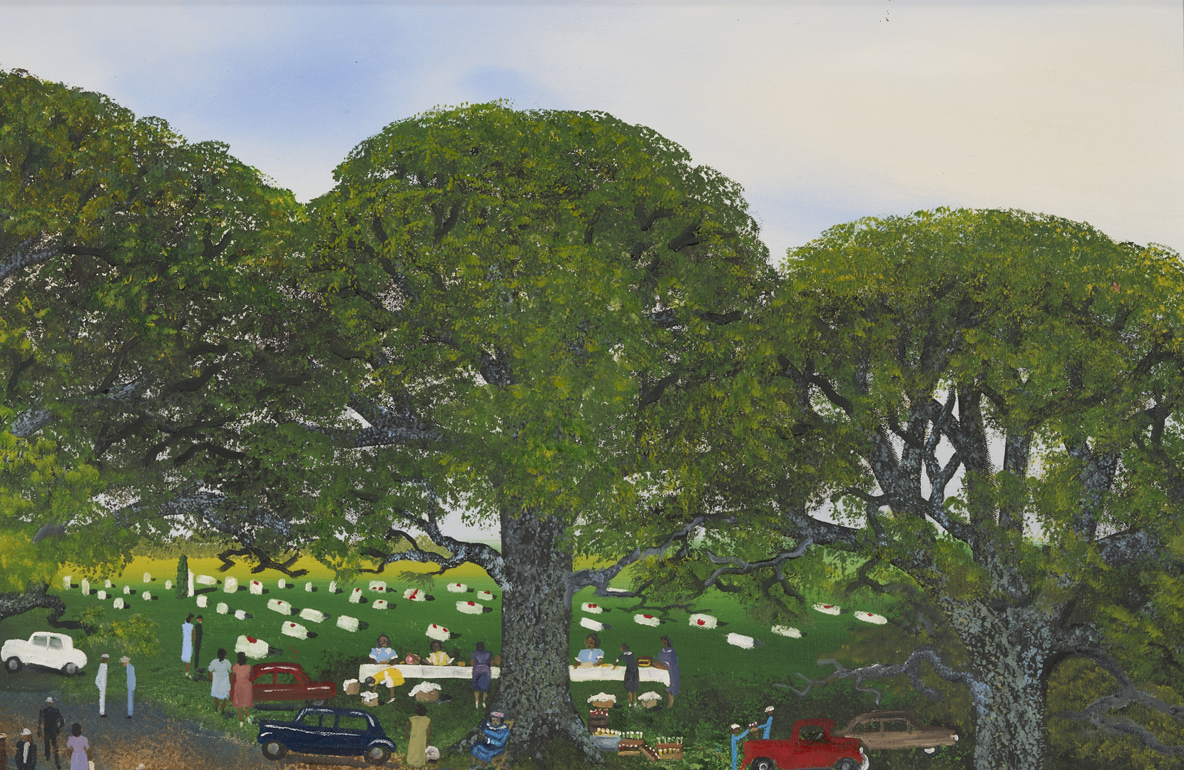 Lot 156: Helen LaFrance, Large Church Picnic Scene Plus 4 Books