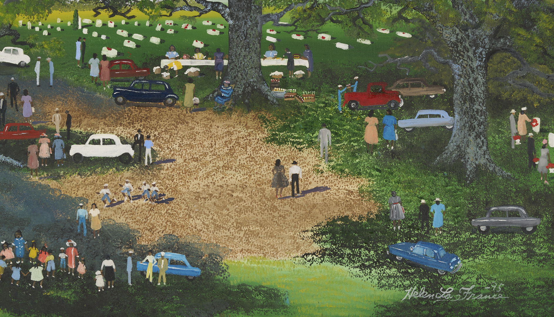 Lot 156: Helen LaFrance, Large Church Picnic Scene Plus 4 Books