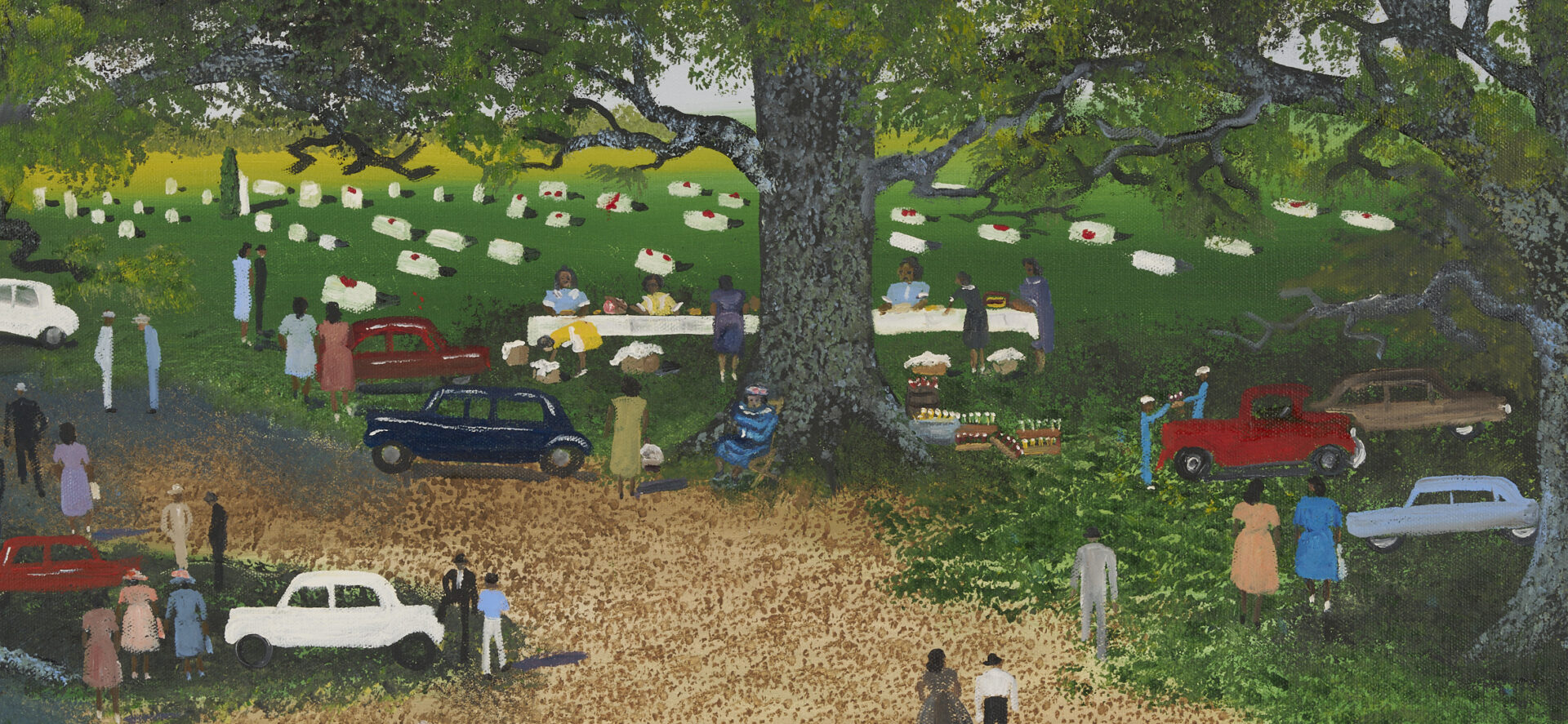 Lot 156: Helen LaFrance, Large Church Picnic Scene Plus 4 Books