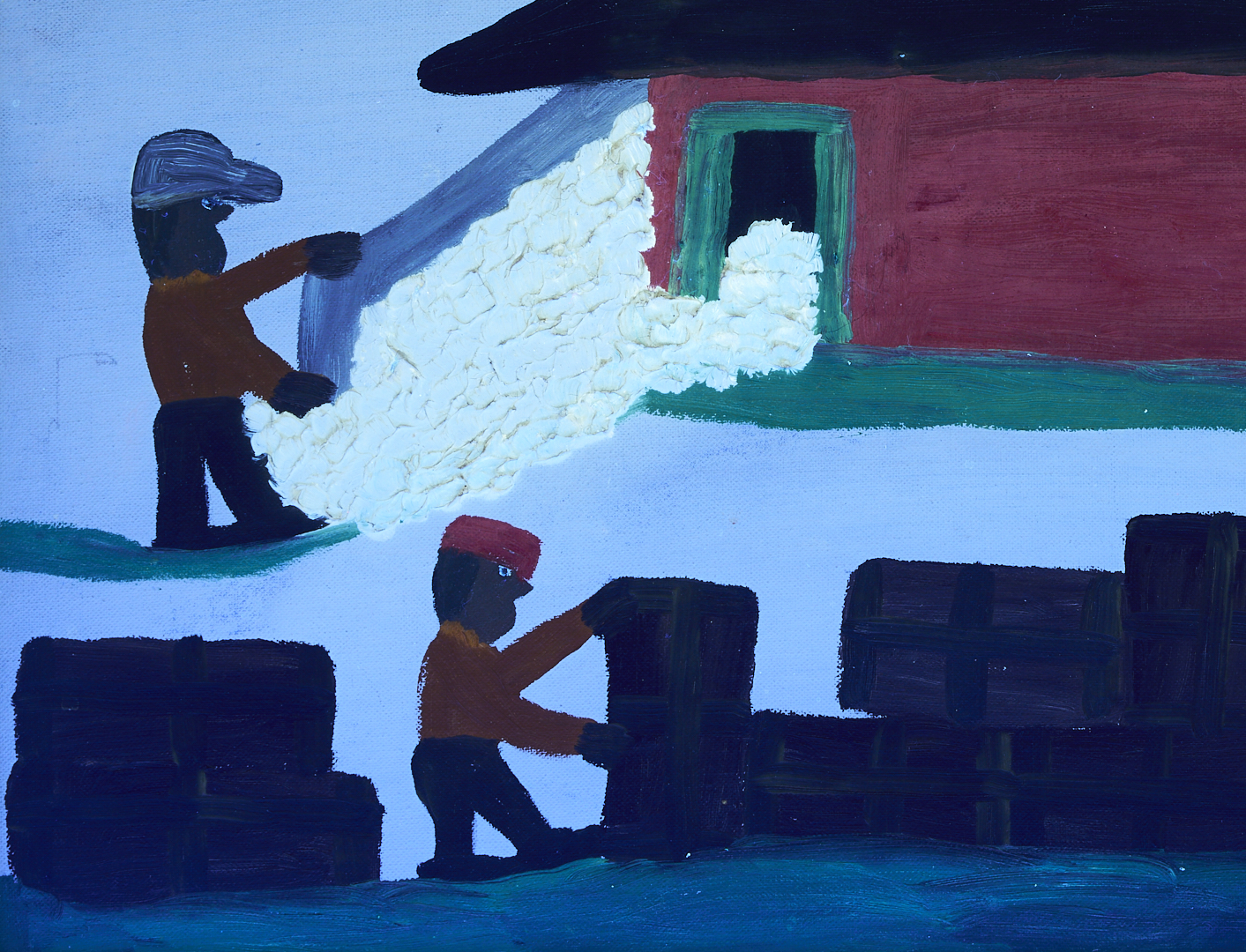 Lot 157: Clementine Hunter O/B Painting, Cotton Gin