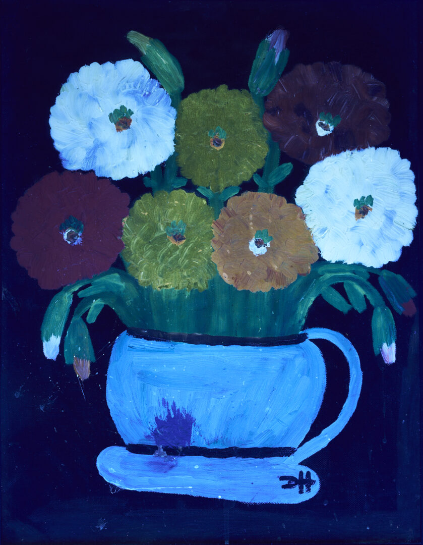 Lot 158: Clementine Hunter Still Life Painting, Zinnias