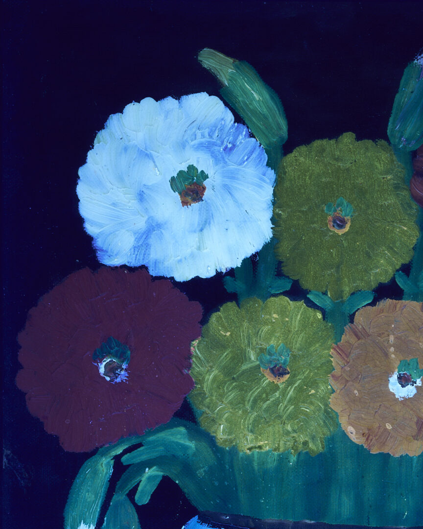 Lot 158: Clementine Hunter Still Life Painting, Zinnias