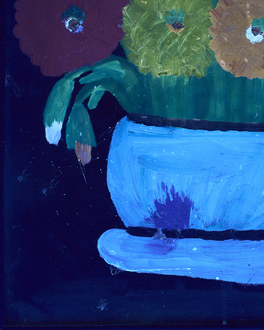 Lot 158: Clementine Hunter Still Life Painting, Zinnias