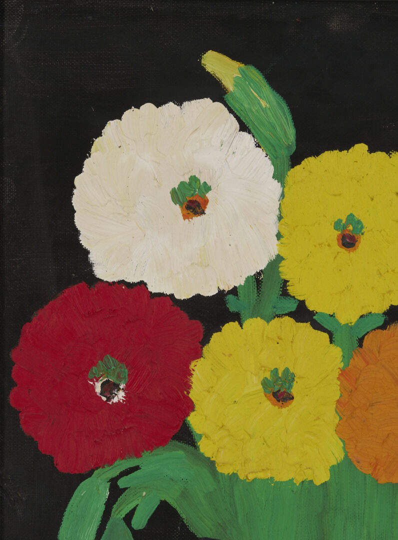 Lot 158: Clementine Hunter Still Life Painting, Zinnias