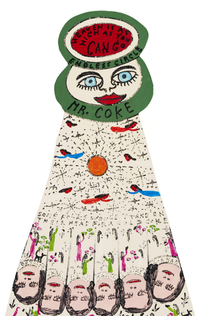 Lot 159: Howard Finster Coke Bottle Wood Cutout