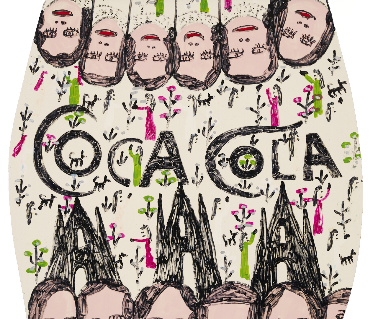 Lot 159: Howard Finster Coke Bottle Wood Cutout