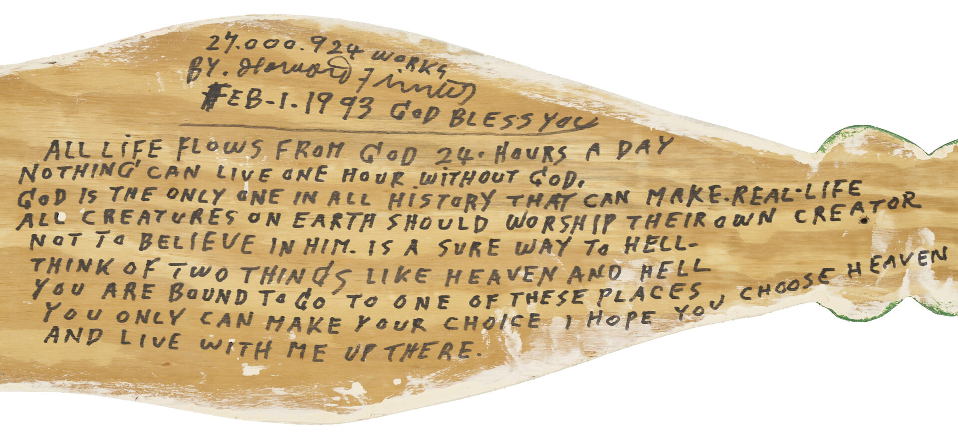 Lot 159: Howard Finster Coke Bottle Wood Cutout