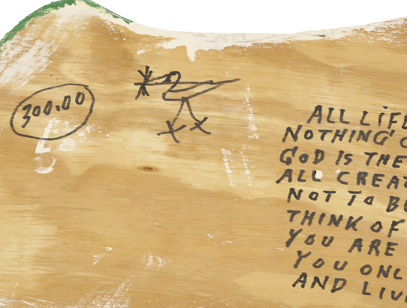 Lot 159: Howard Finster Coke Bottle Wood Cutout