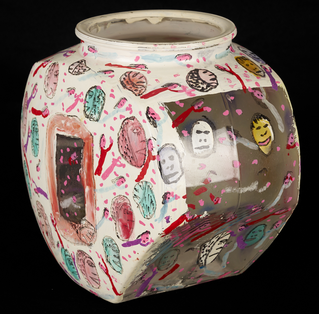 Lot 160: Howard Finster Candy or Cookie Jar, Santa Cut-Out and Related Book