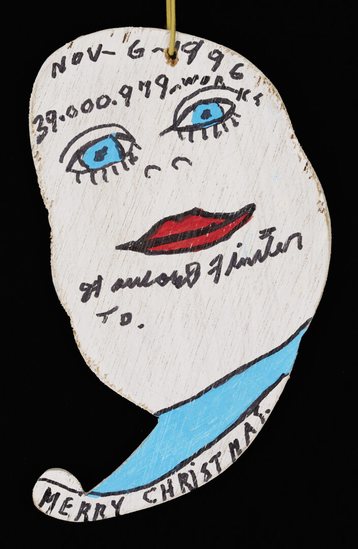 Lot 160: Howard Finster Candy or Cookie Jar, Santa Cut-Out and Related Book