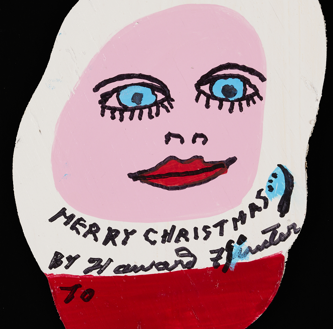 Lot 160: Howard Finster Candy or Cookie Jar, Santa Cut-Out and Related Book