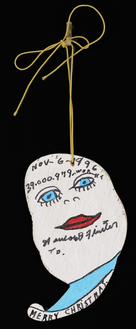 Lot 160: Howard Finster Candy or Cookie Jar, Santa Cut-Out and Related Book