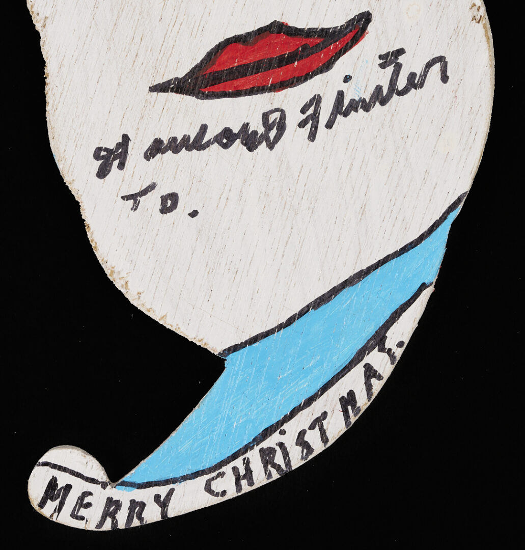 Lot 160: Howard Finster Candy or Cookie Jar, Santa Cut-Out and Related Book