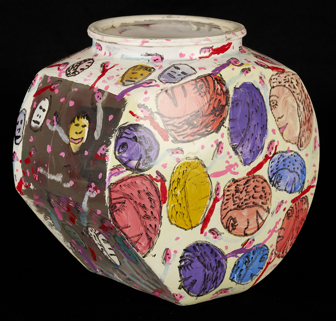 Lot 160: Howard Finster Candy or Cookie Jar, Santa Cut-Out and Related Book