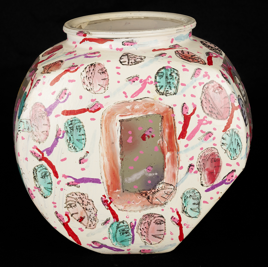 Lot 160: Howard Finster Candy or Cookie Jar, Santa Cut-Out and Related Book