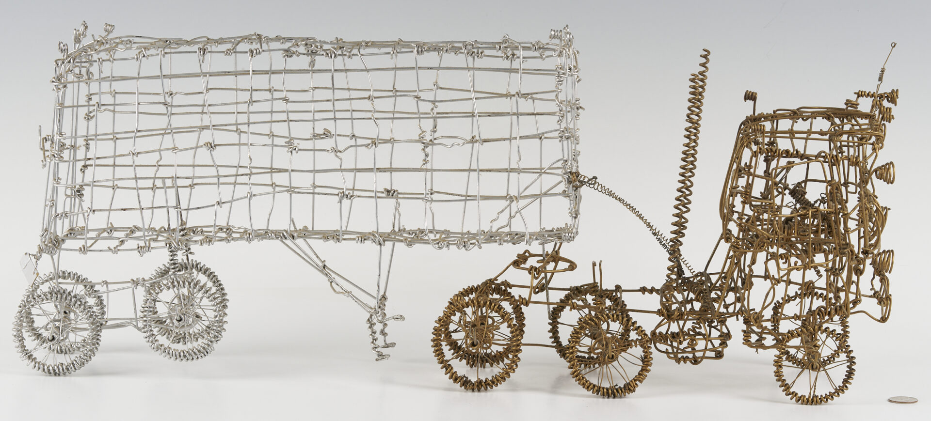 Lot 162: Vannoy Streeter Wire Sculpture, Semi Truck w Trailer, Articulated